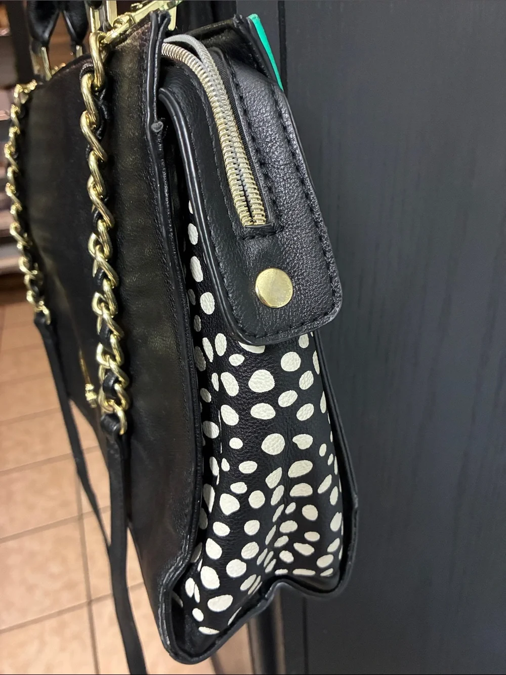 Betsey Johnson Black Satchel with Teal Bow Accent